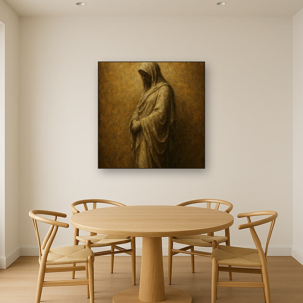 Renaissance Draped Silhouette No. 5 Oil Painting - Styled in Elegant Dining Room