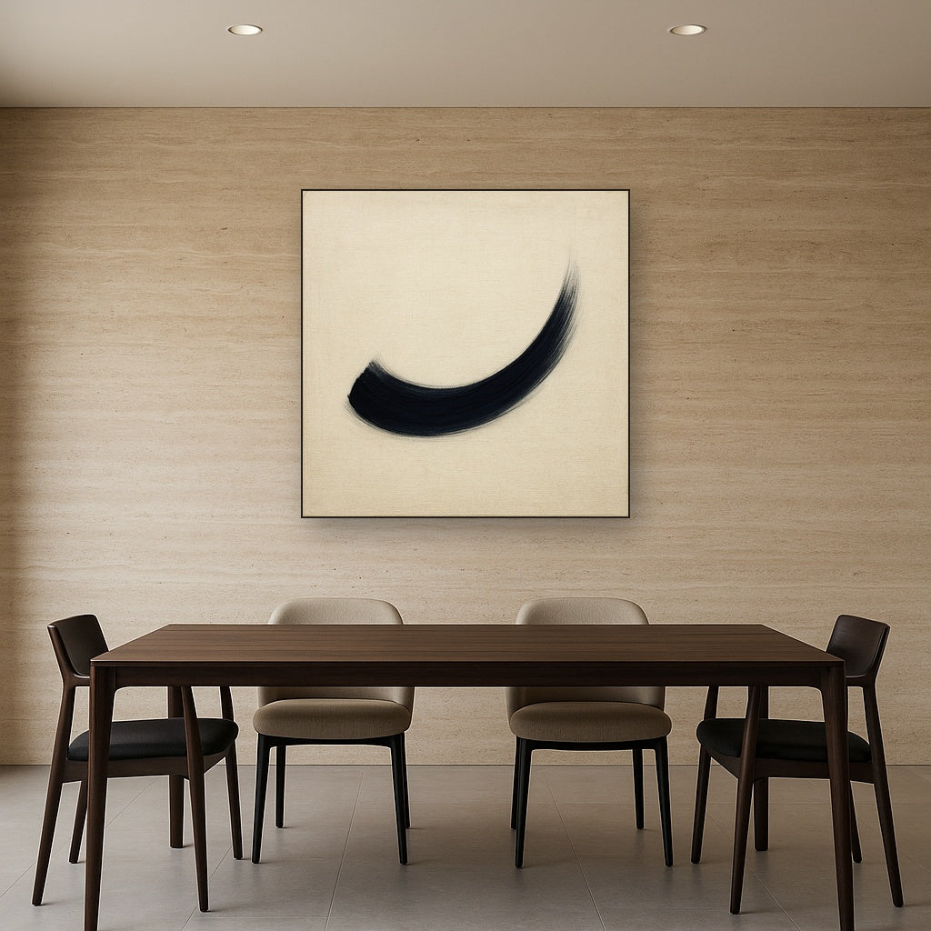 Monochrome Brushstroke Void No. 5 - Modern Fine Art Oil Painting - View 4