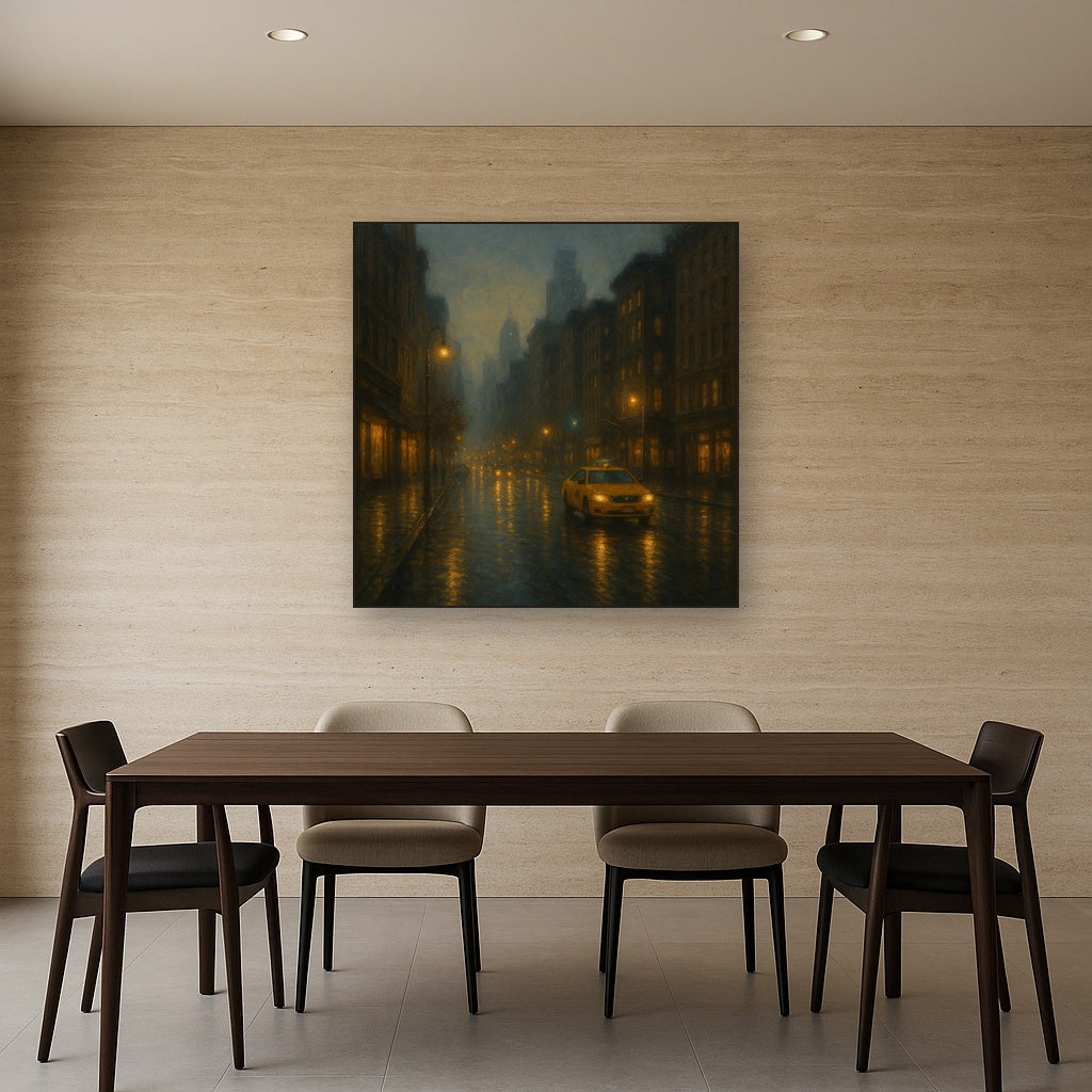 Rain-Drenched Manhattan Avenue Lights No. 13 Oil Painting - View 4