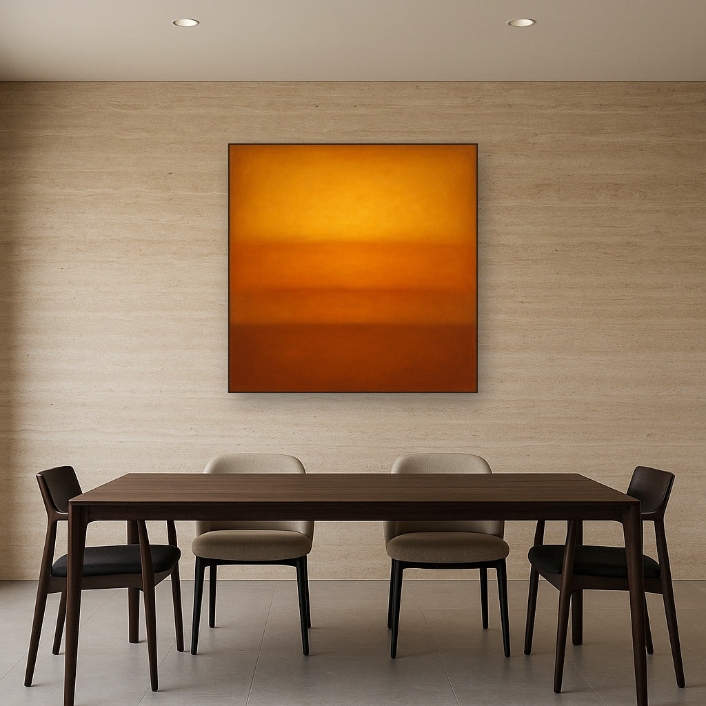 Warm Amber & Raw Sienna Sunset Meditation No. 13 Oil Painting - View 4