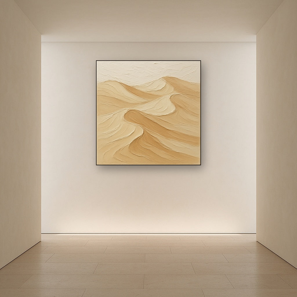 Textured Neutral Sand Dunes Oil Painting - View 5