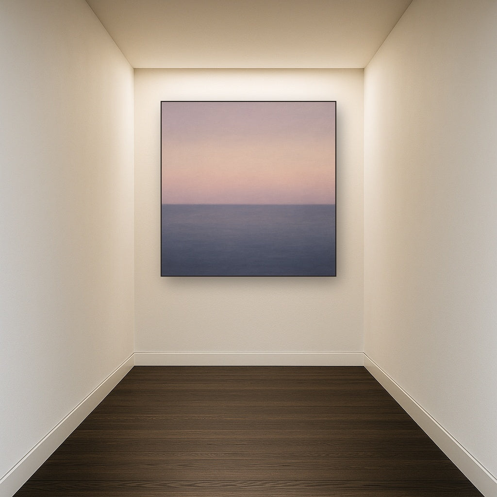 Dusk Horizon in Pale Lavender & Slate No. 3 - Modern Fine Art Oil Painting - View 5