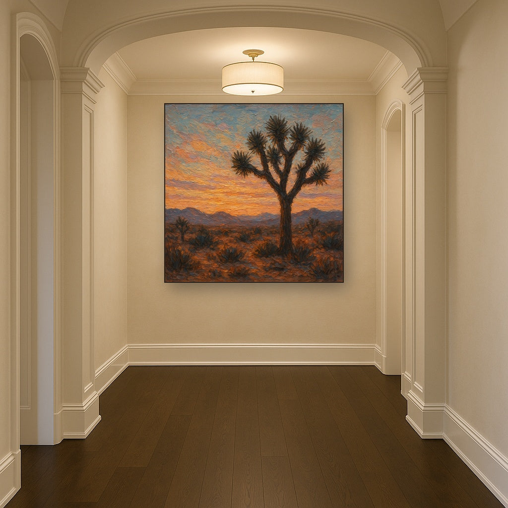 Joshua Tree Desert Twilight Landscape Oil Painting - View 5