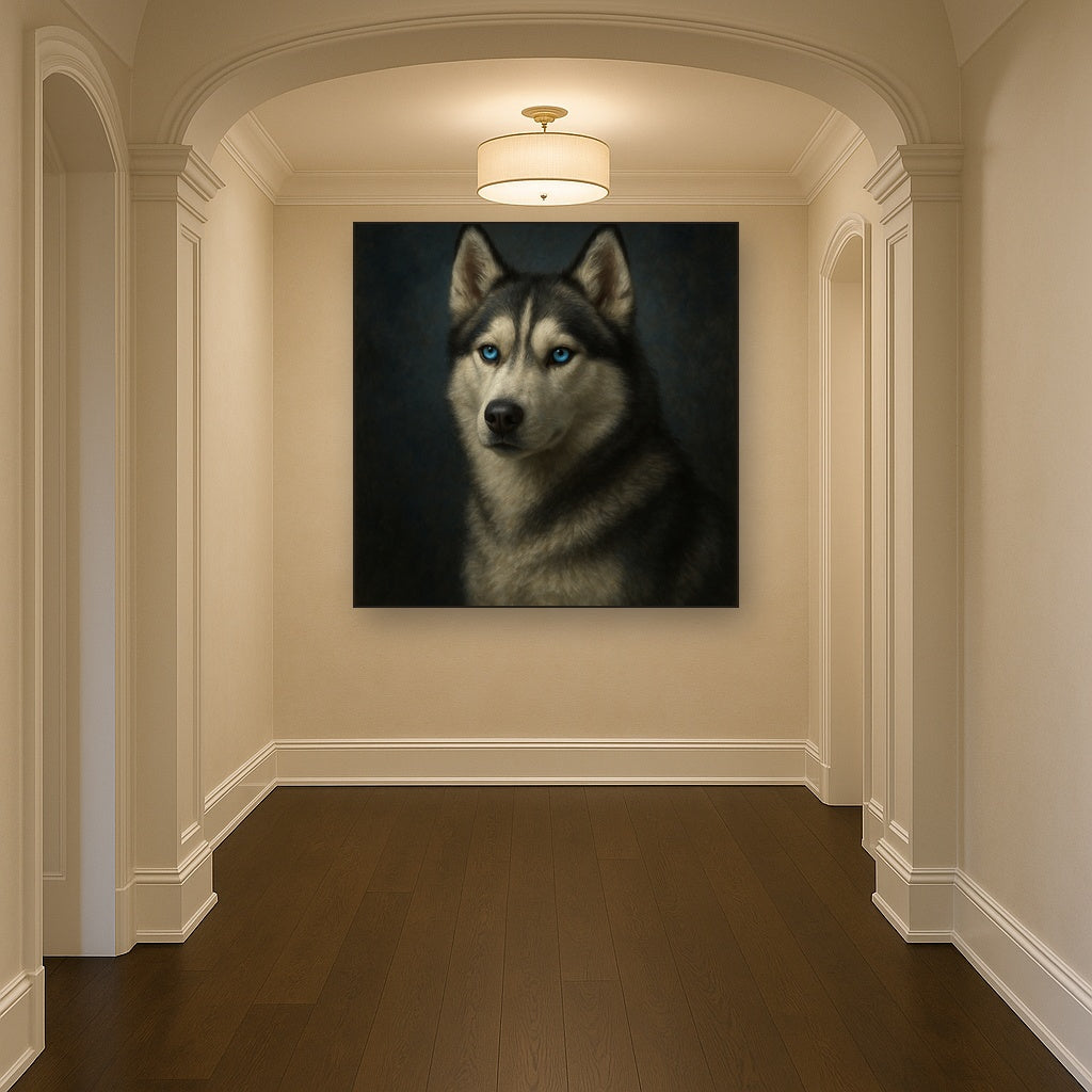 Siberian Husky with Luminous Ice Blue Eyes No. 10 Fine Art Oil Painting - View 5