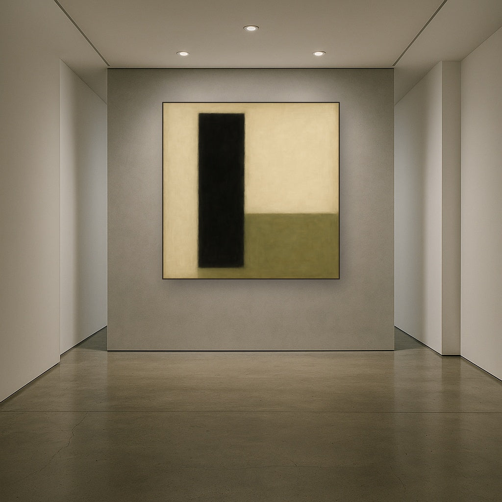 Deep Charcoal & Bone Monolith No. 1 - Modern Fine Art Oil Painting - View 5