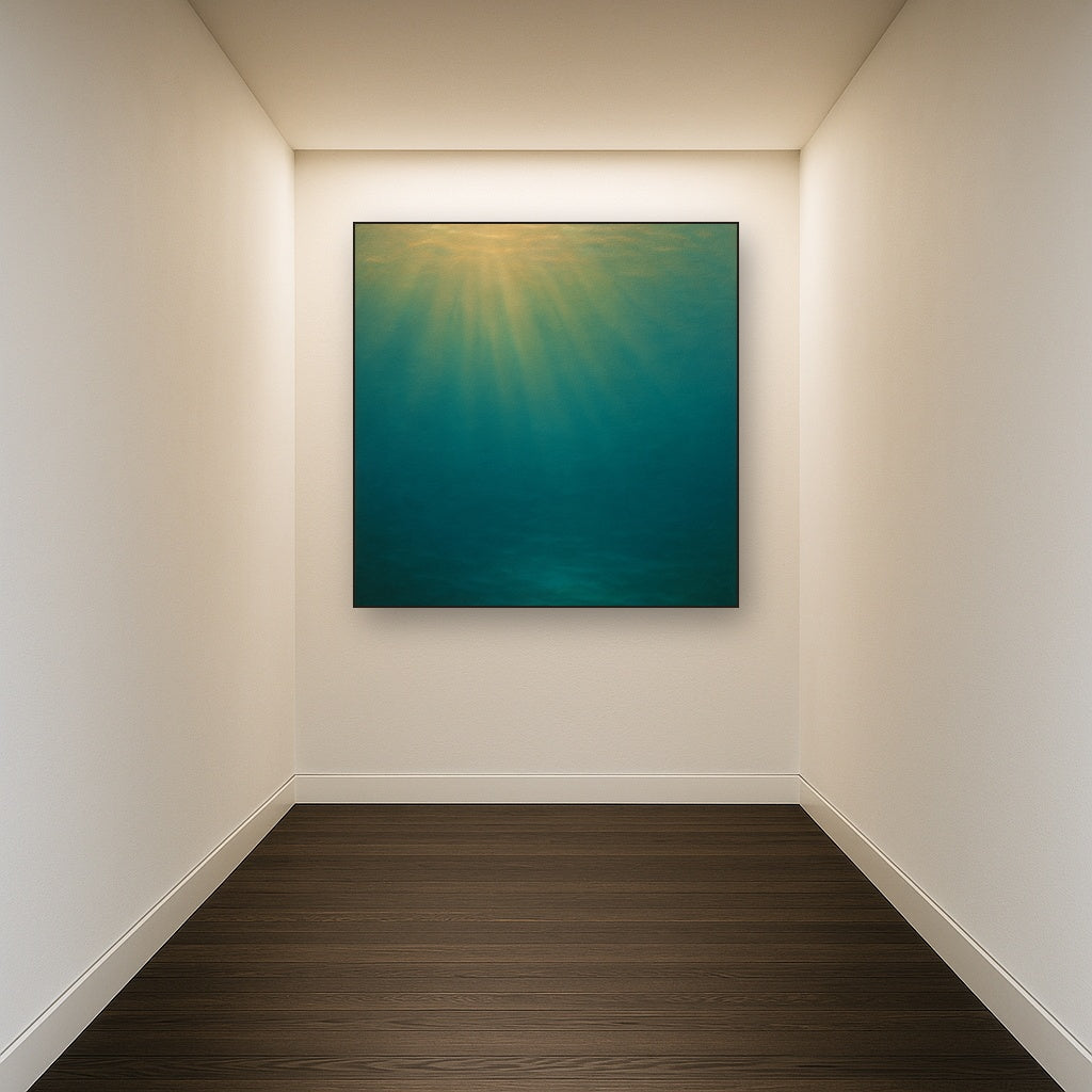 Minimalist Aquamarine Reef Void No. 10 - Modern Fine Art Oil Painting - View 5