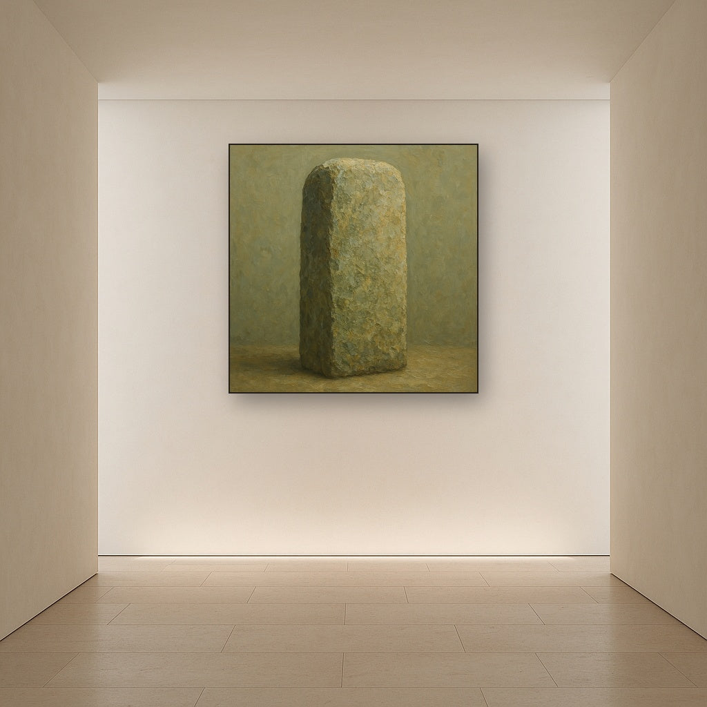 Weathered Stone Stele Wabi-Sabi Oil Painting - View 5