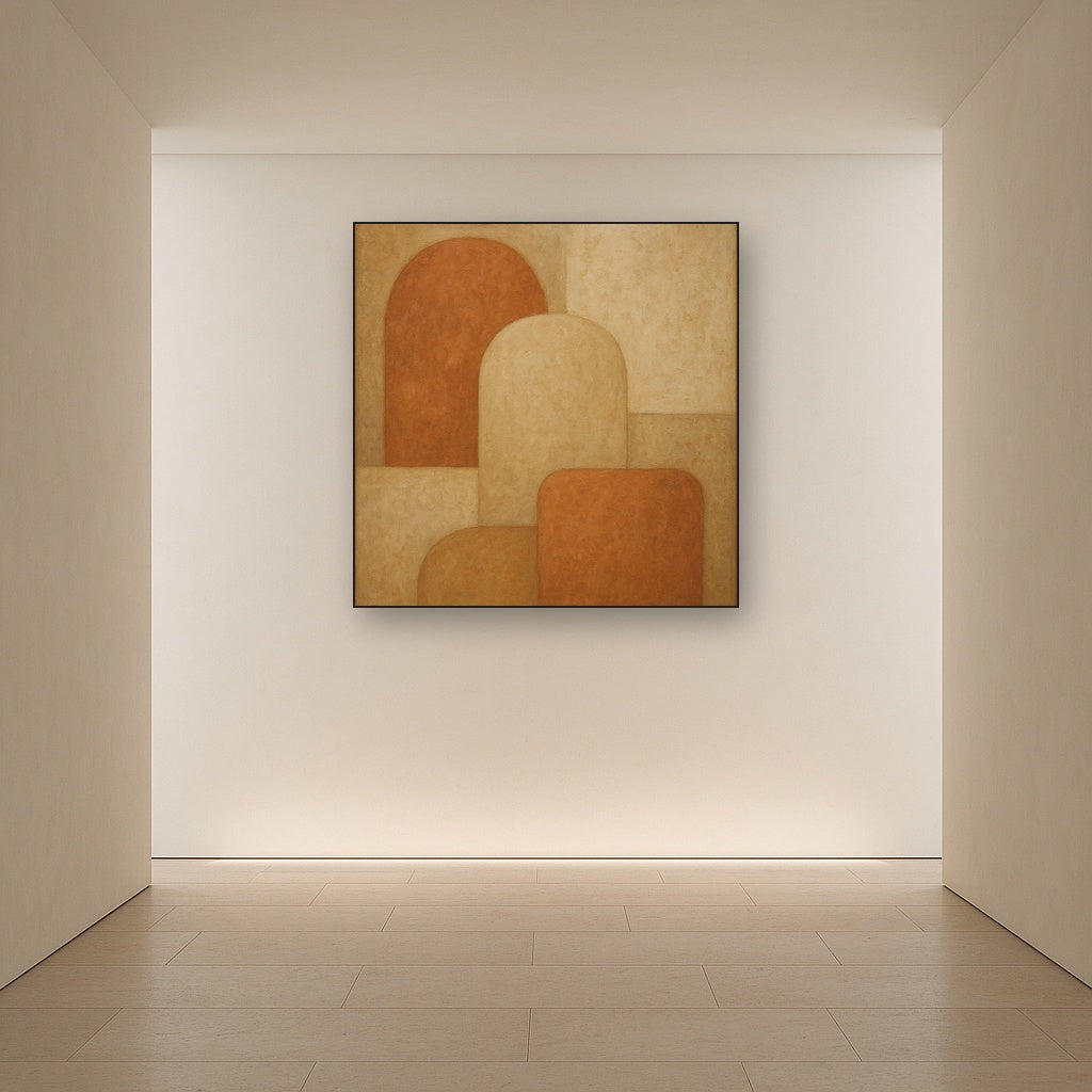 Earthy Terracotta & Weathered Plaster Wash No. 15 Oil Painting - View 5