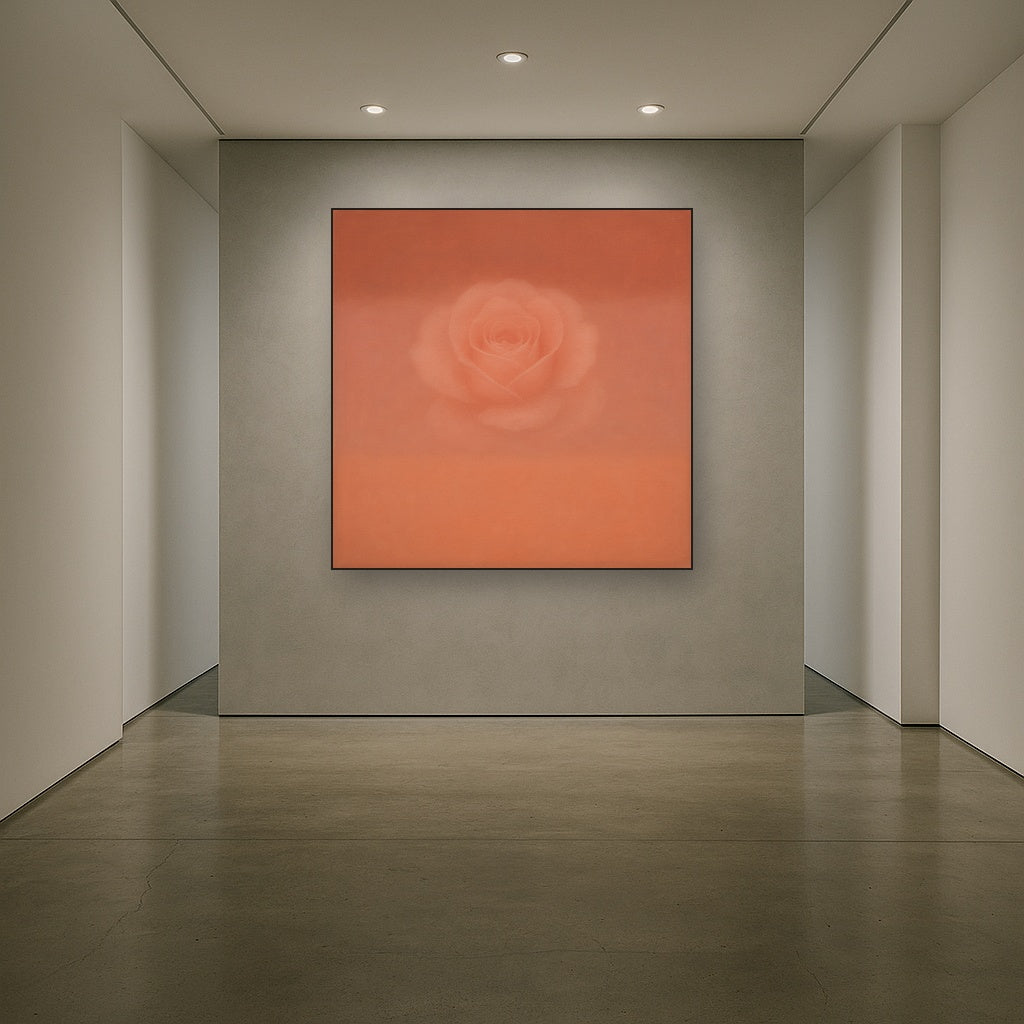 Blush Rose & Dusky Terracotta Ambient Glow No. 5 Oil Painting Staged in Bright Entryway and Hallway Gallery Wall, Hand Painted Fine Art on Linen