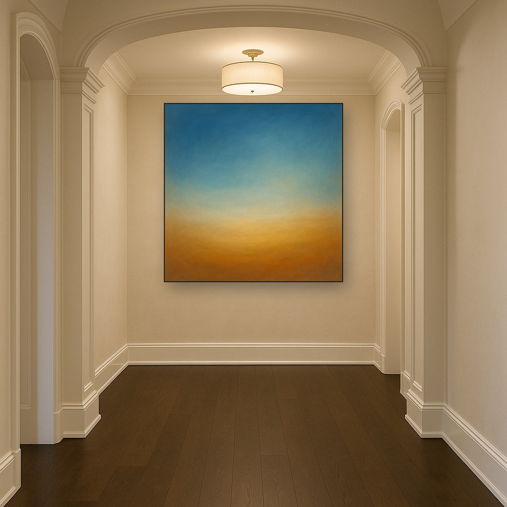 Celestial Azure & Warm Ochre Equilibrium No. 8 Oil Painting - View 5