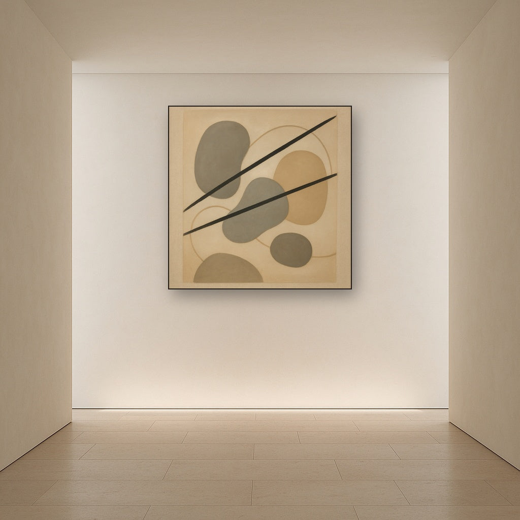 Organic Pebble Contours & Slanted Lines No. 24 Oil Painting - View 5