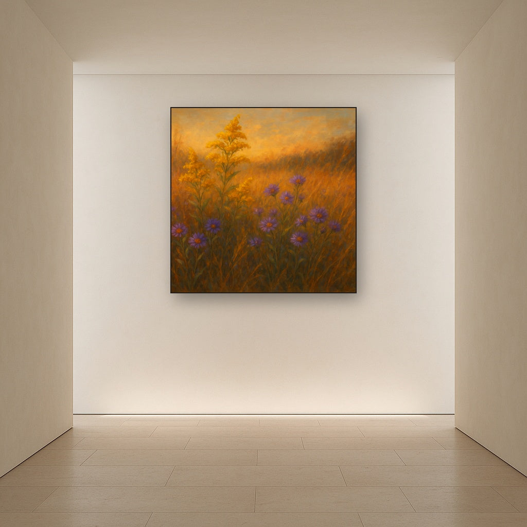 Goldenrod & Autumn Asters in Rustic Meadow No. 2 Fine Art Oil Painting - View 5