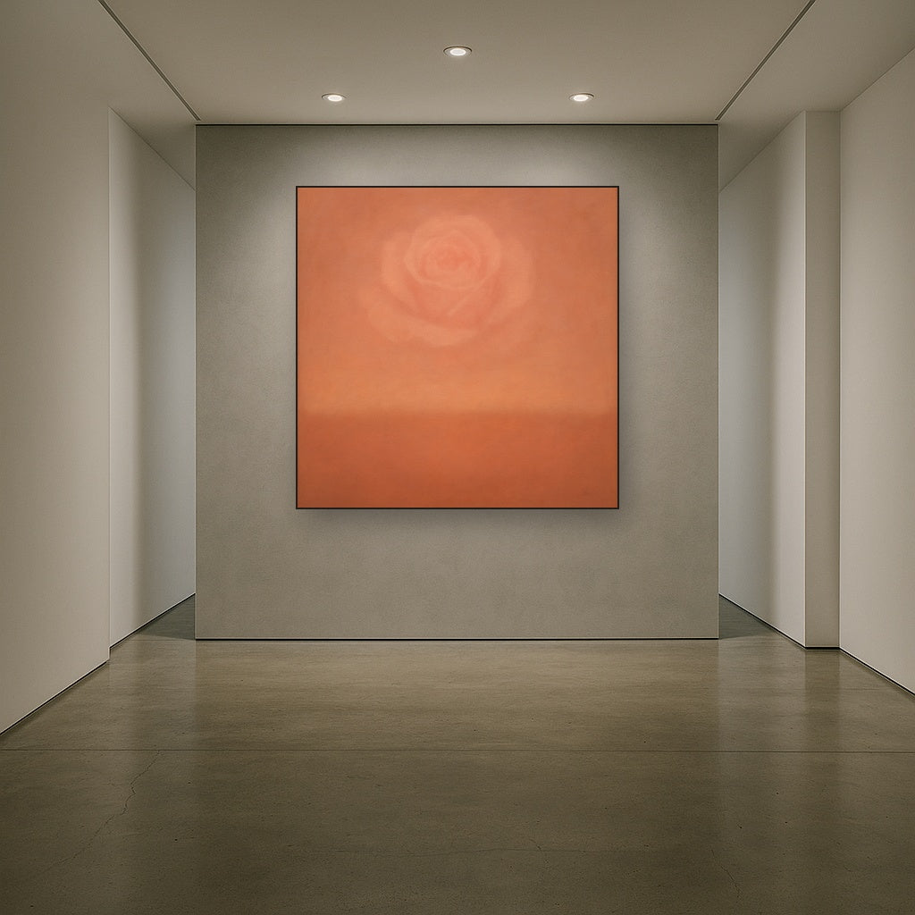 Blush Rose & Dusky Terracotta Ambient Glow No. 9 Oil Painting Staged in Bright Entryway and Hallway Gallery Wall, Hand Painted Fine Art on Linen