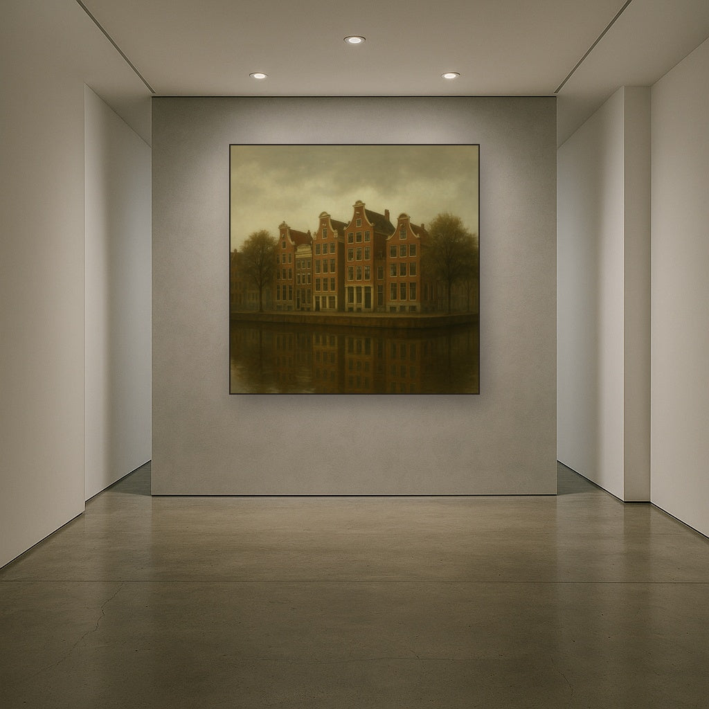 Amsterdam Canal Houses Under Overcast Sky No. 29 Oil Painting - View 5