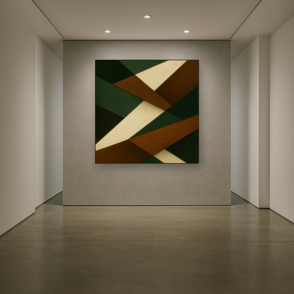 Kinetic Diagonal Planes in Forest & Alabaster No. 15 Fine Art Oil Painting - View 5
