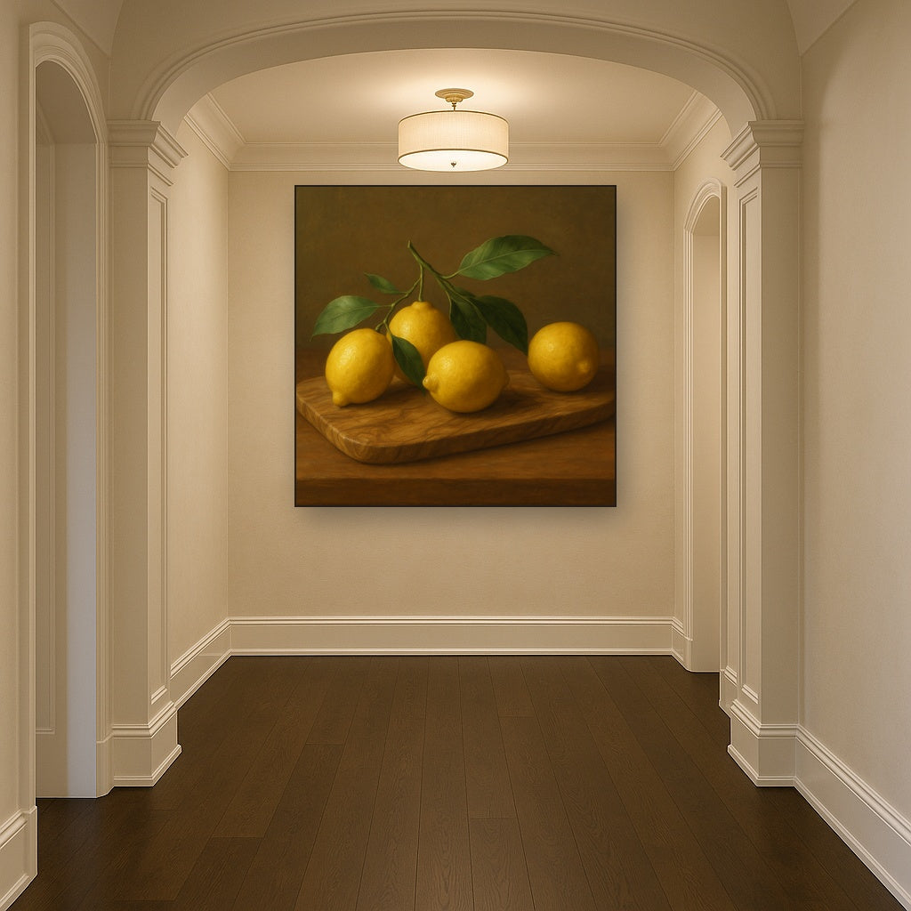 Meyer Lemons on Olive Wood Board No. 4 Oil Painting - View 5