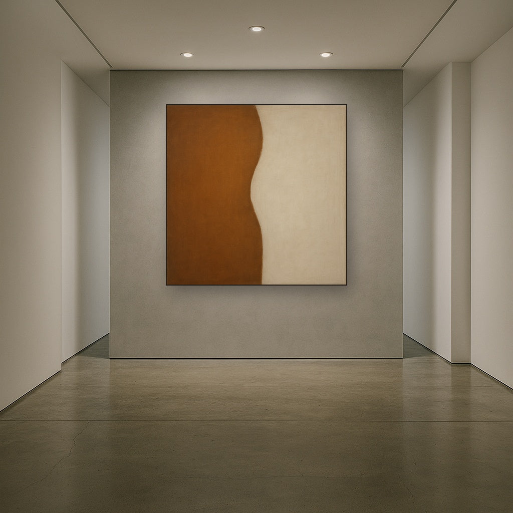 Burnt Umber & Greige Duet No. 7 - Modern Fine Art Oil Painting - View 5