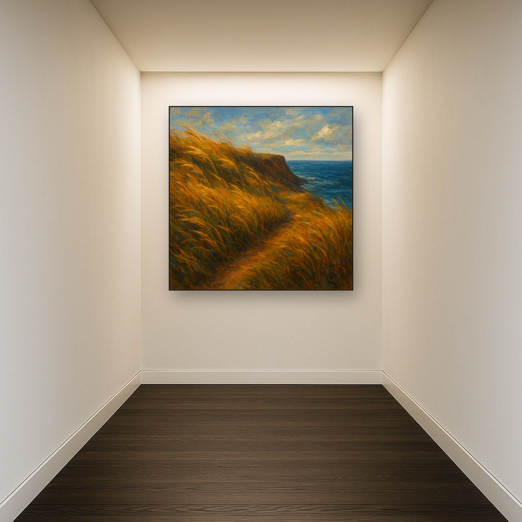 Wild Coastal Grasses on Windswept Bluff No. 2 Fine Art Oil Painting - View 5