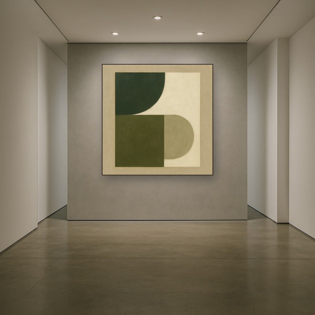 Forest Emerald & Chalk Interlock No. 6 - Modern Fine Art Oil Painting - View 5