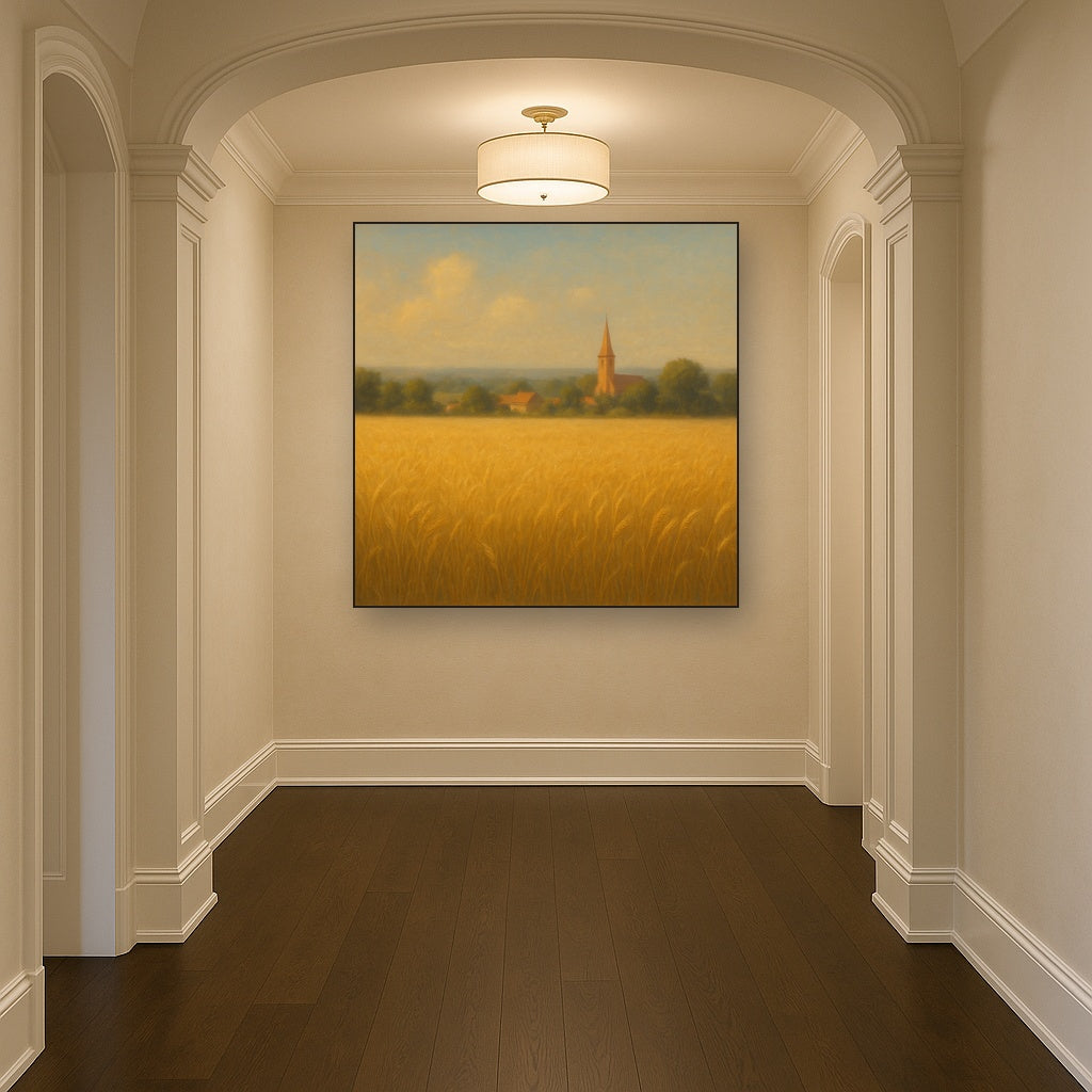 Sun-Drenched Wheatfield & Distant Village No. 6 Oil Painting - View 5