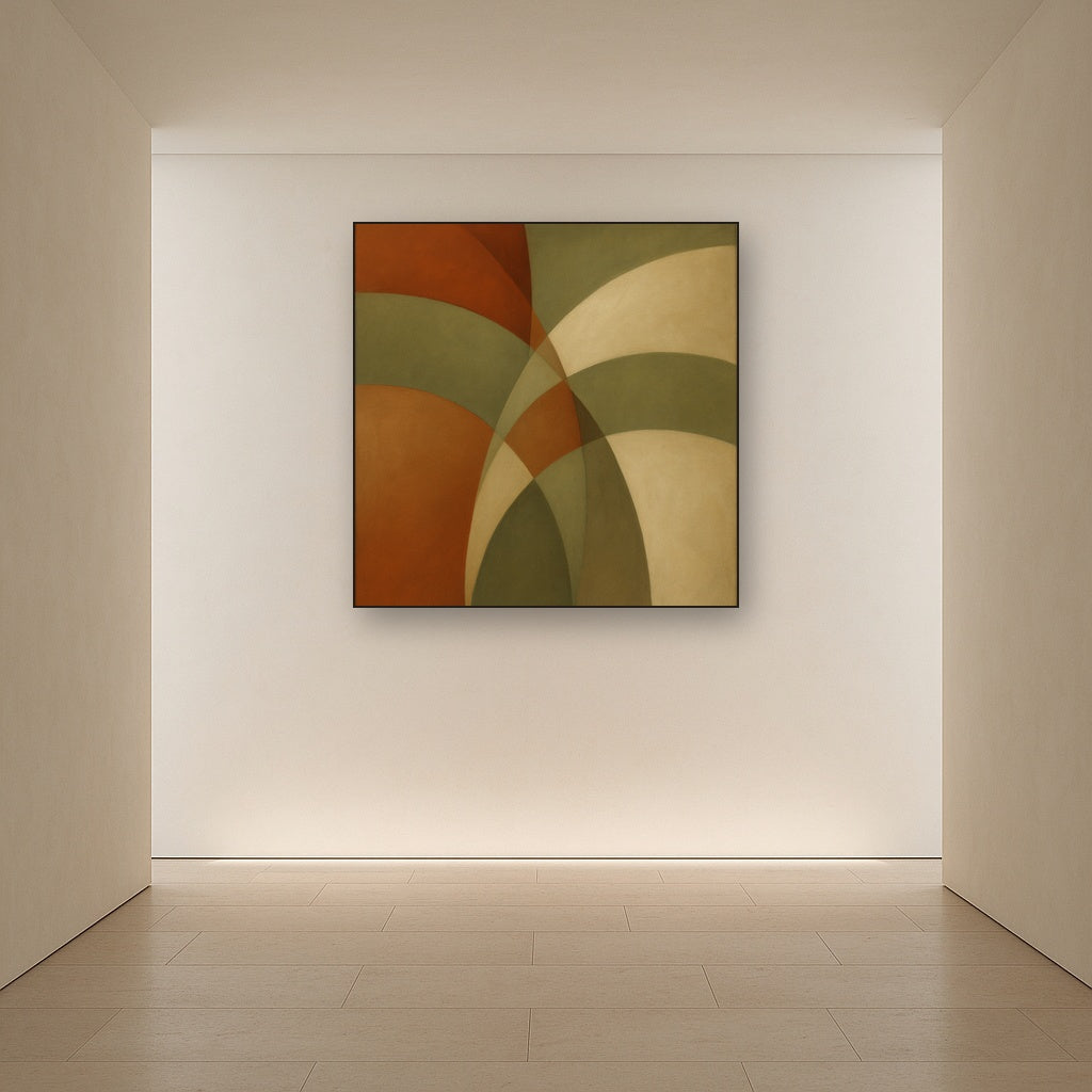 Intersecting Curved Forms in Olive & Rust No. 9 Oil Painting - View 5