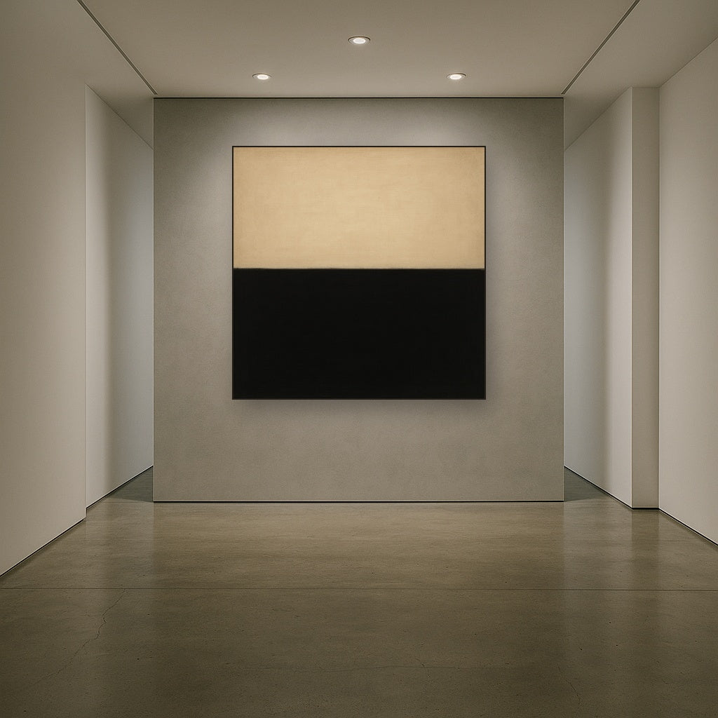 Onyx & Warm Biscuit Horizon No. 9 - Modern Fine Art Oil Painting - View 5