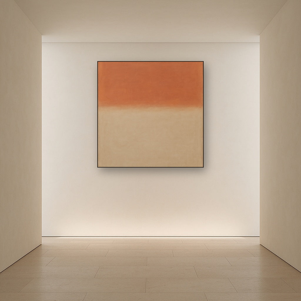 Terracotta & Greige Earth Bands No. 6 - Modern Fine Art Oil Painting - View 5