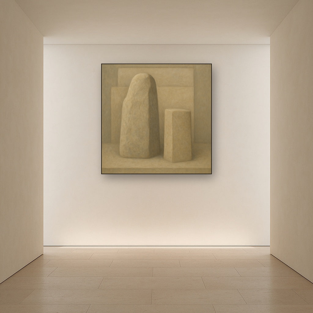 Driftwood Grey & Weathered Stone Monolith No. 23 Oil Painting - View 5
