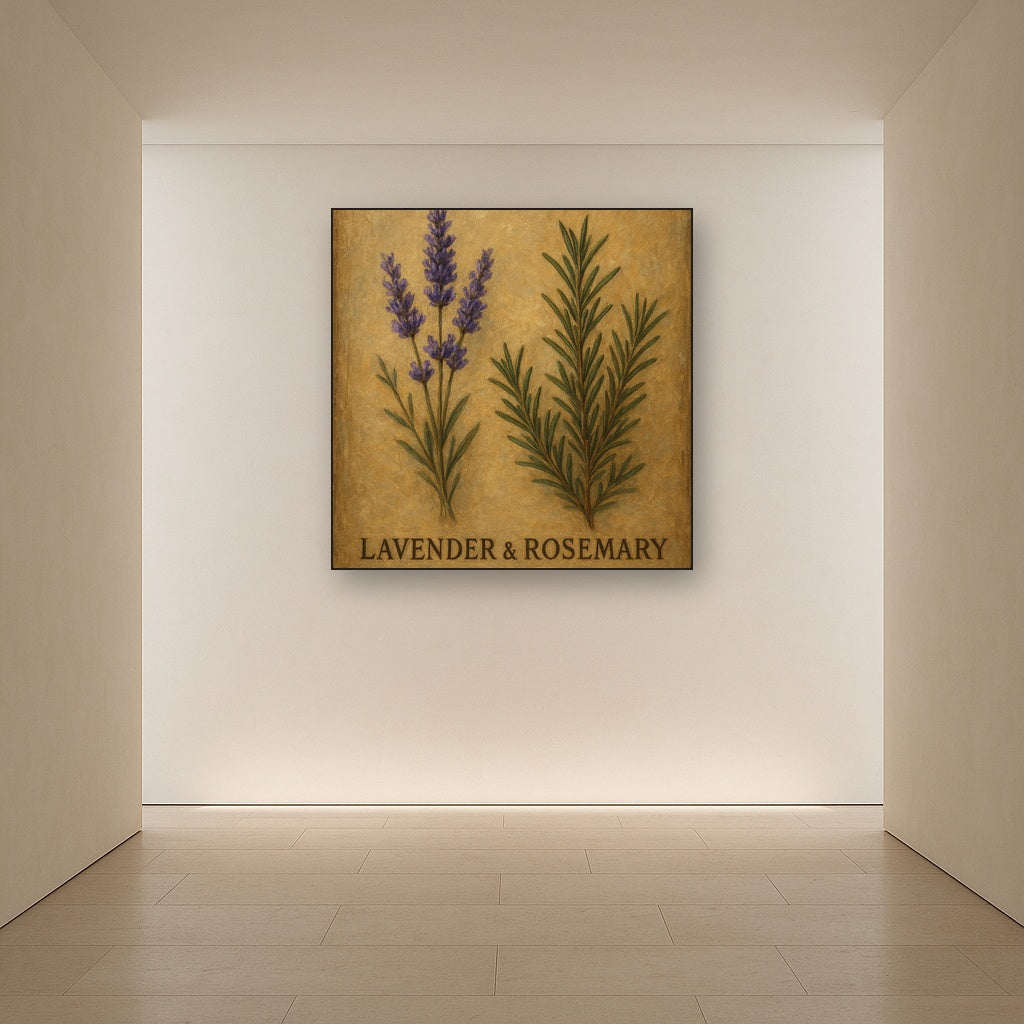 Vintage French Herbarium Lavender & Rosemary No. 12 Fine Art Oil Painting - View 5
