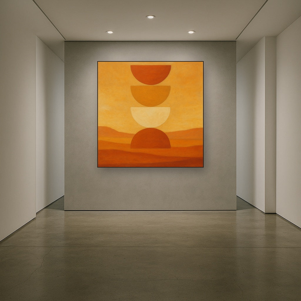 Stacked Semicircle Totem in Desert Warmth No. 5 Fine Art Oil Painting - View 5
