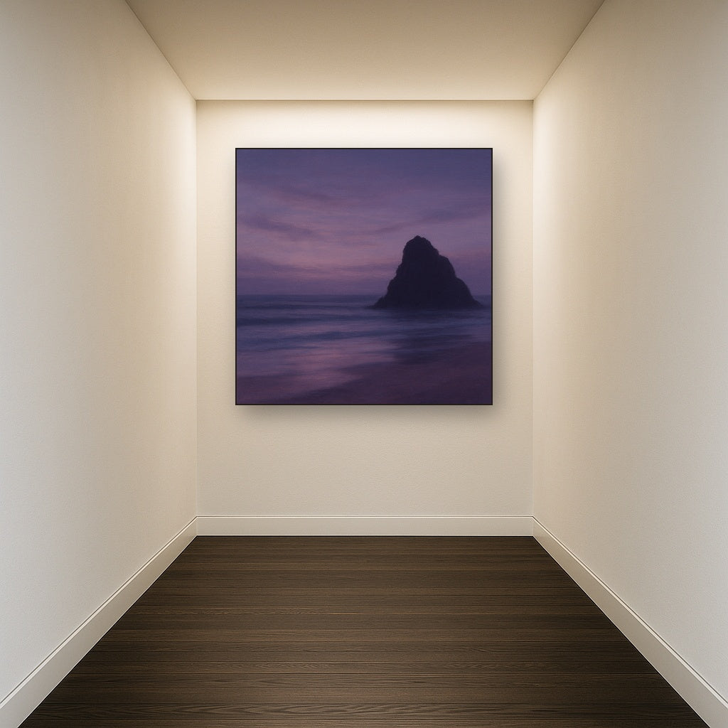 Dusky Twilight Seascape with Lavender Mist Fine Art Oil Painting - View 5