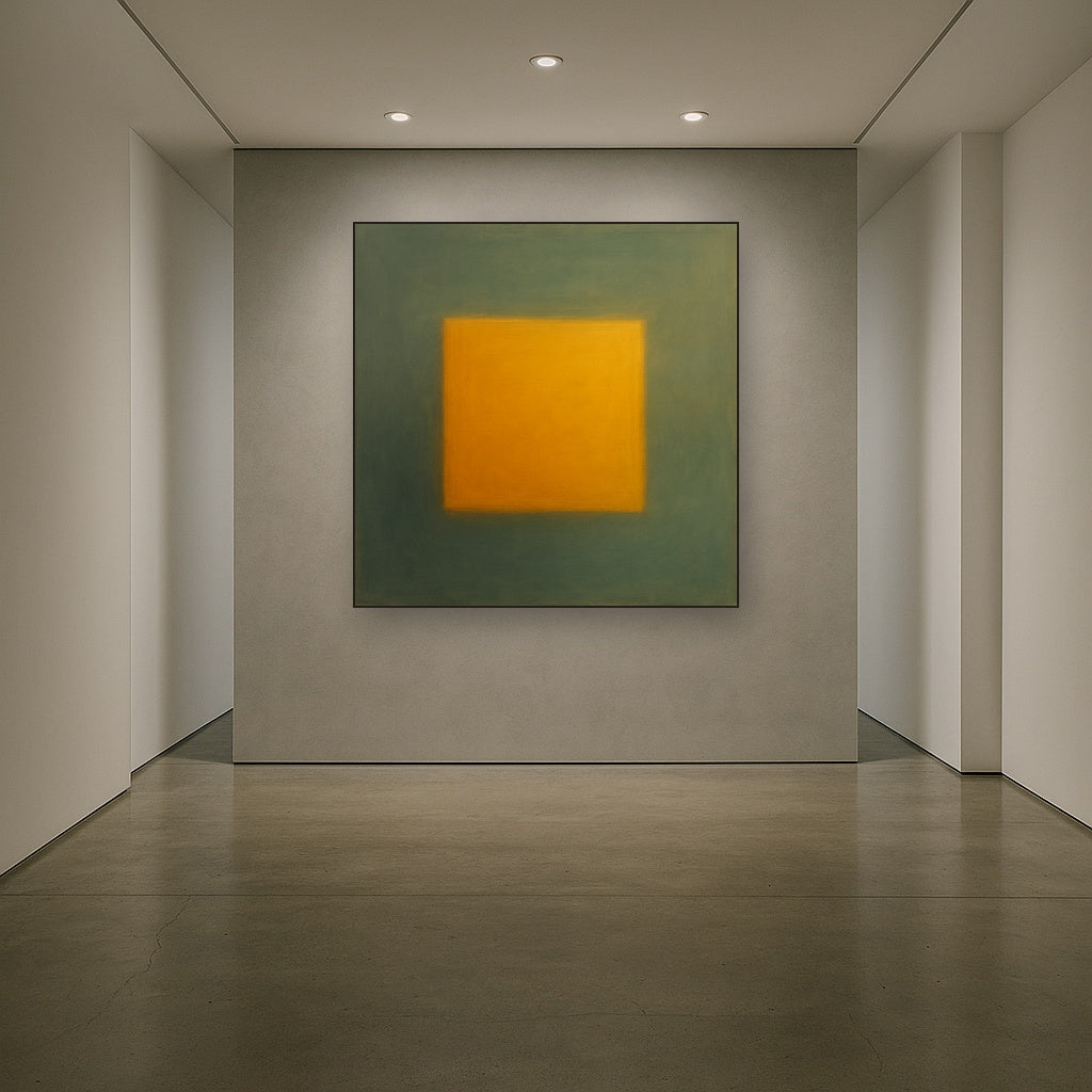 Cadmium Amber & Slate Grey Block No. 10 - Modern Fine Art Oil Painting - View 5
