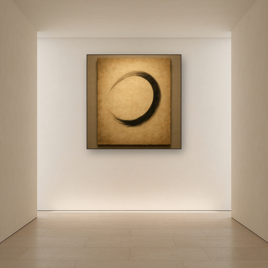 Aged Rice Paper & Charcoal Calligraphic Balance No. 20 Oil Painting - View 5
