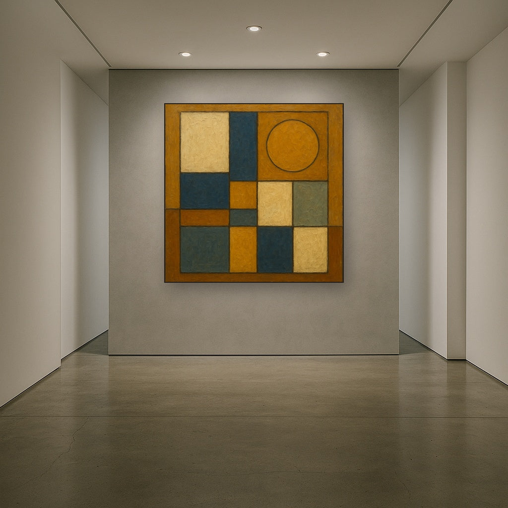 Bauhaus Geometric Balance No. 1 No. 2 Oil Painting - Styled in Entryway Hallway