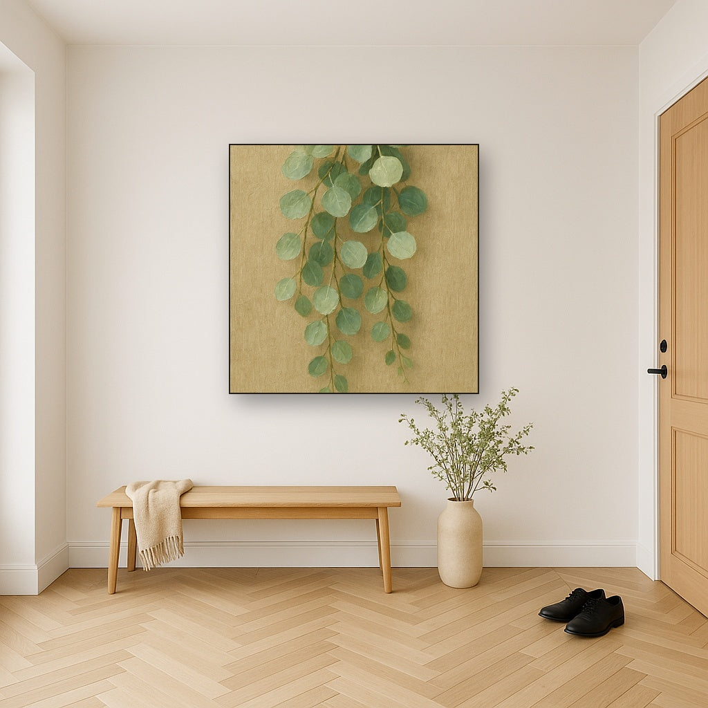 Eucalyptus Canopy Botanical Oil Painting - Styled in Entryway Hallway