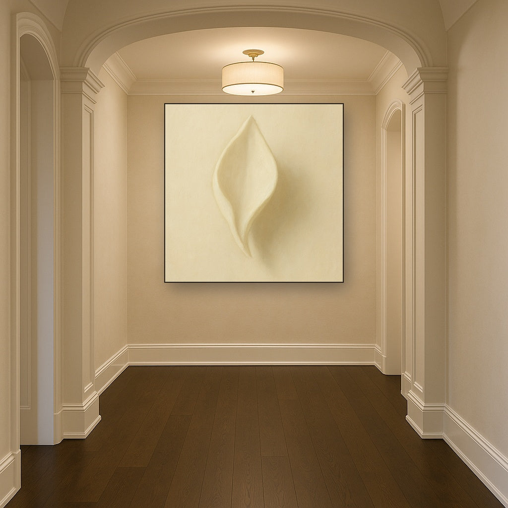 Sculpted Ivory Floral Contour No. 1 - Modern Fine Art Oil Painting - View 5