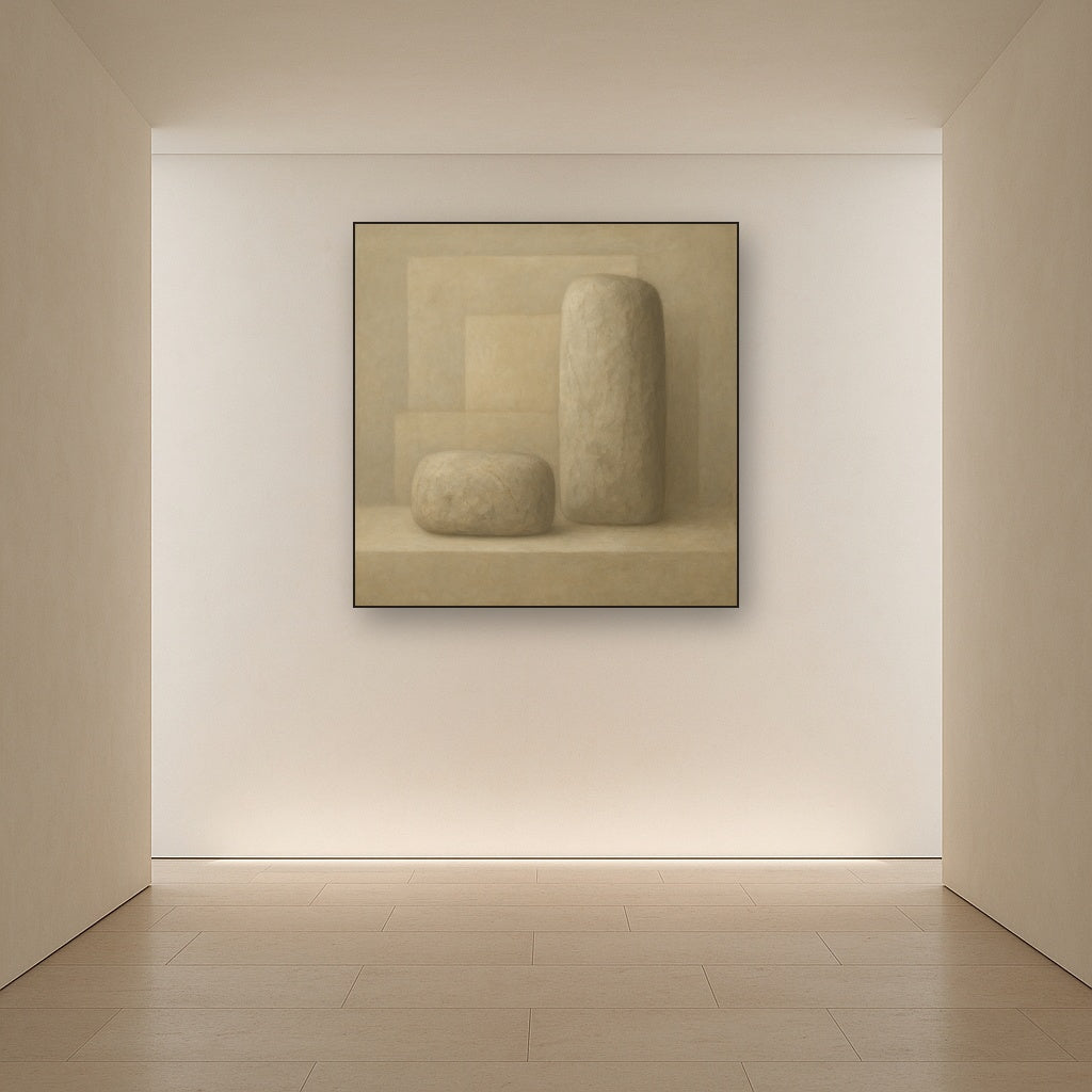Driftwood Grey & Weathered Stone Monolith No. 11 Oil Painting - View 5