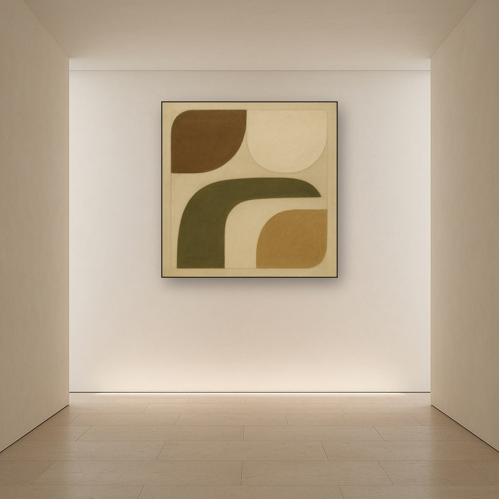 Minimalist Asymmetrical Balance in Raw Umber No. 17 Oil Painting - View 5