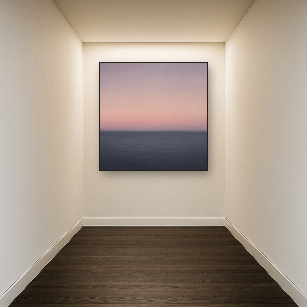 Dusk Horizon in Pale Lavender & Slate No. 3 - Modern Fine Art Oil Painting - View 5