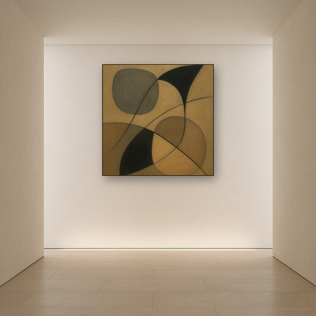 Organic Pebble Contours & Slanted Lines No. 13 Oil Painting - View 5