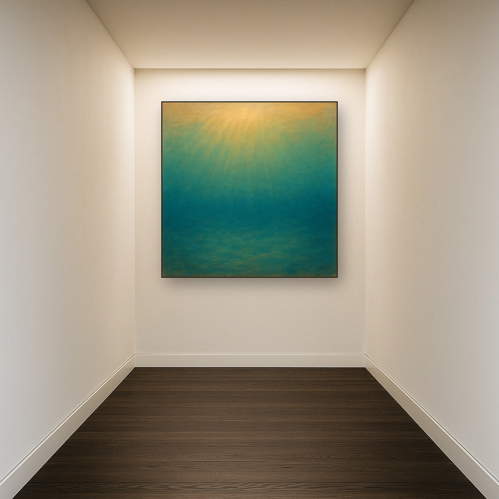 Minimalist Aquamarine Reef Void No. 10 - Modern Fine Art Oil Painting - View 5