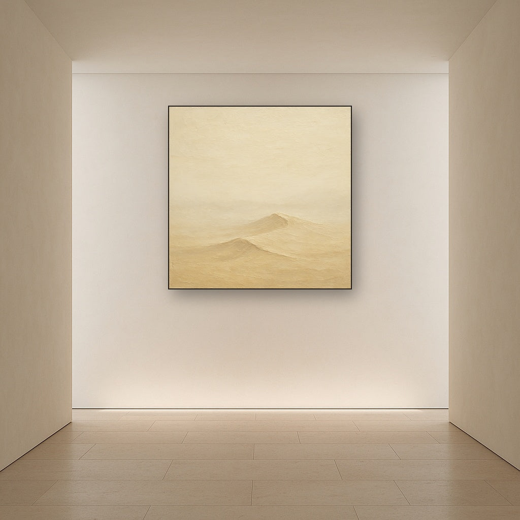 Soft Morning Mist Over Sand Minimalist Oil Painting - View 5
