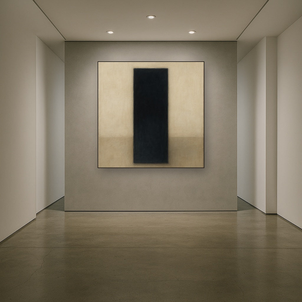 Deep Charcoal & Bone Monolith No. 1 - Modern Fine Art Oil Painting - View 5