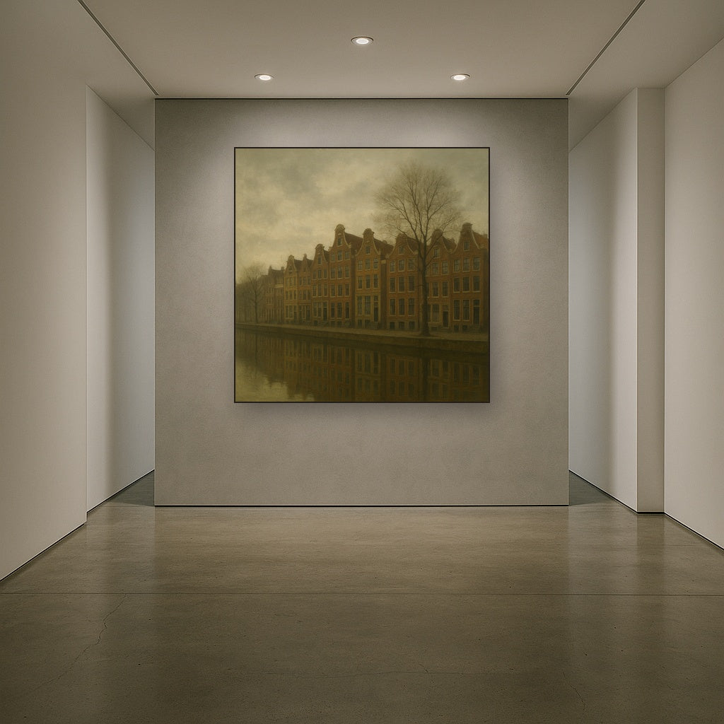 Amsterdam Canal Houses Under Overcast Sky No. 12 Oil Painting - View 5
