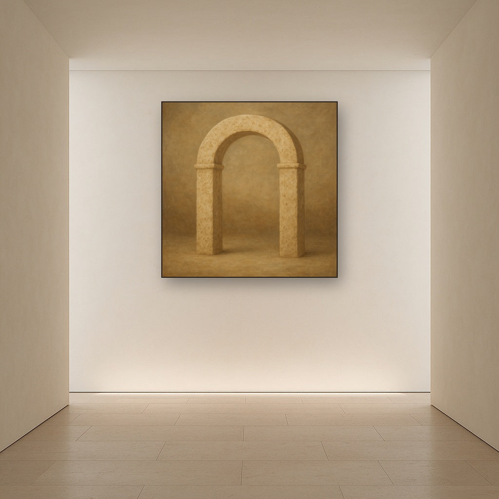 Travertine Stone Arch & Earth Tones No. 8 Oil Painting - View 5