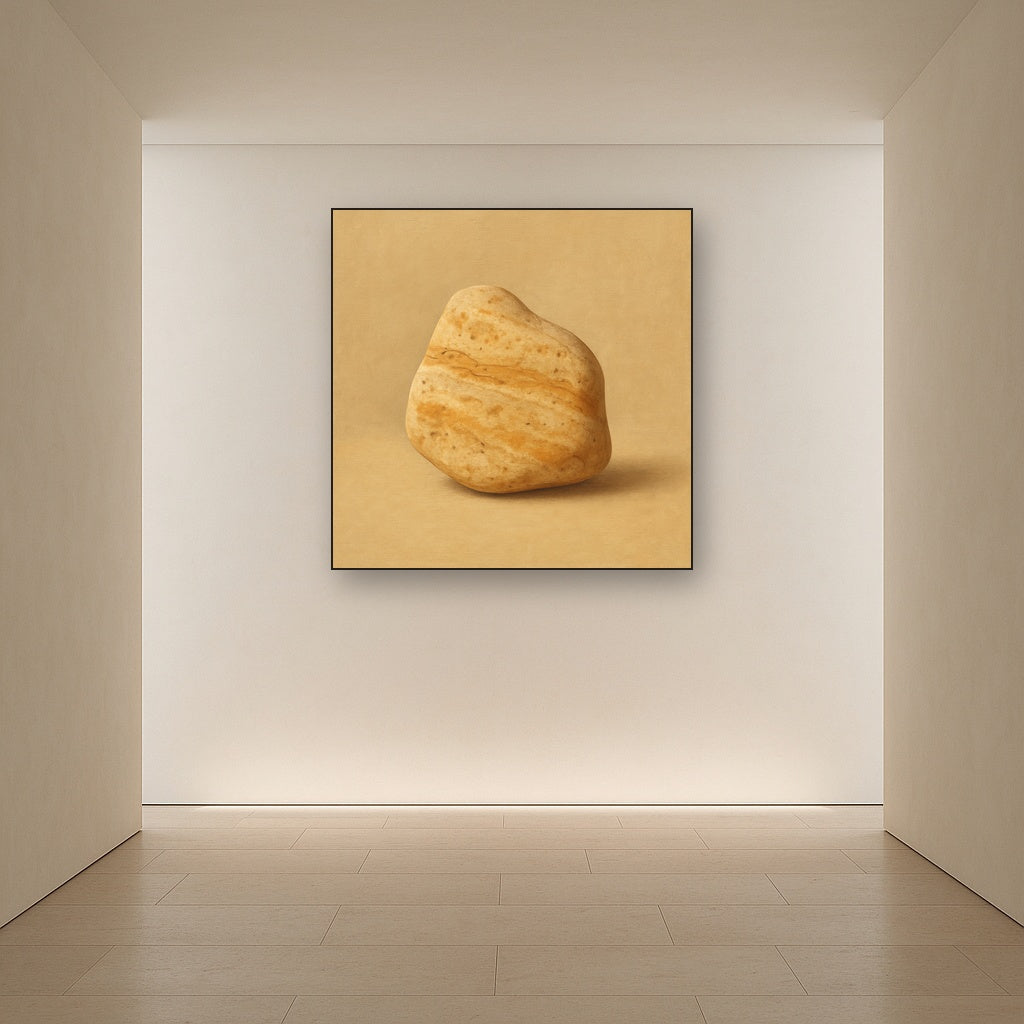 Zen Stone & Warm Grey Void No. 5 - Modern Fine Art Oil Painting - View 5