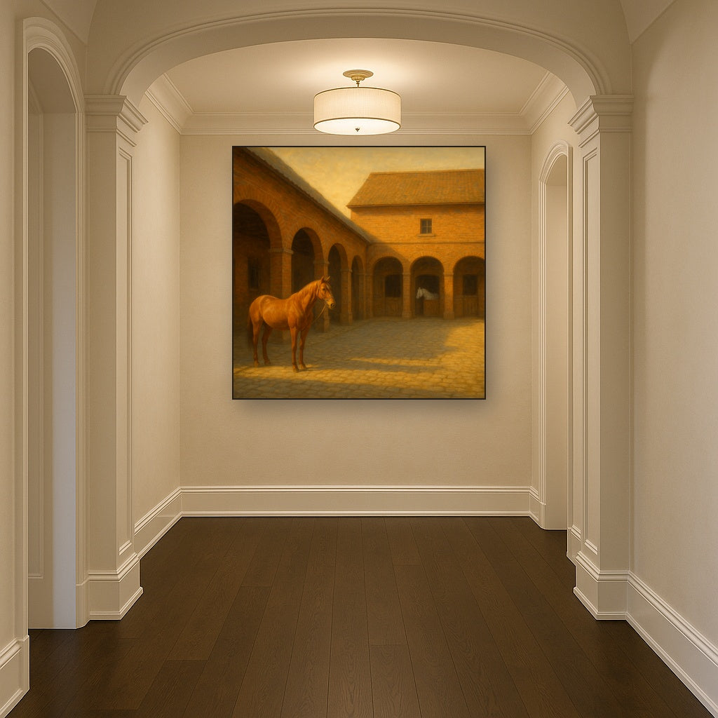 Equestrian Stable Courtyard in Late Afternoon No. 16 Oil Painting - View 5