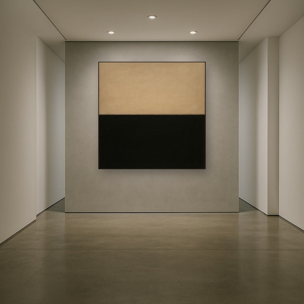 Onyx & Warm Biscuit Horizon No. 9 - Modern Fine Art Oil Painting - View 5