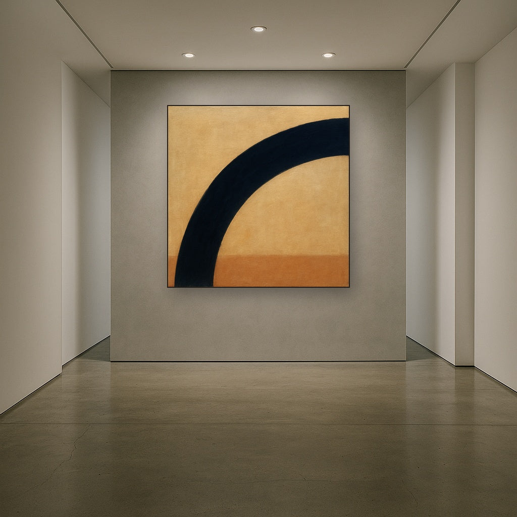 Navy Indigo & Warm Sand Sweep No. 2 - Modern Fine Art Oil Painting - View 5