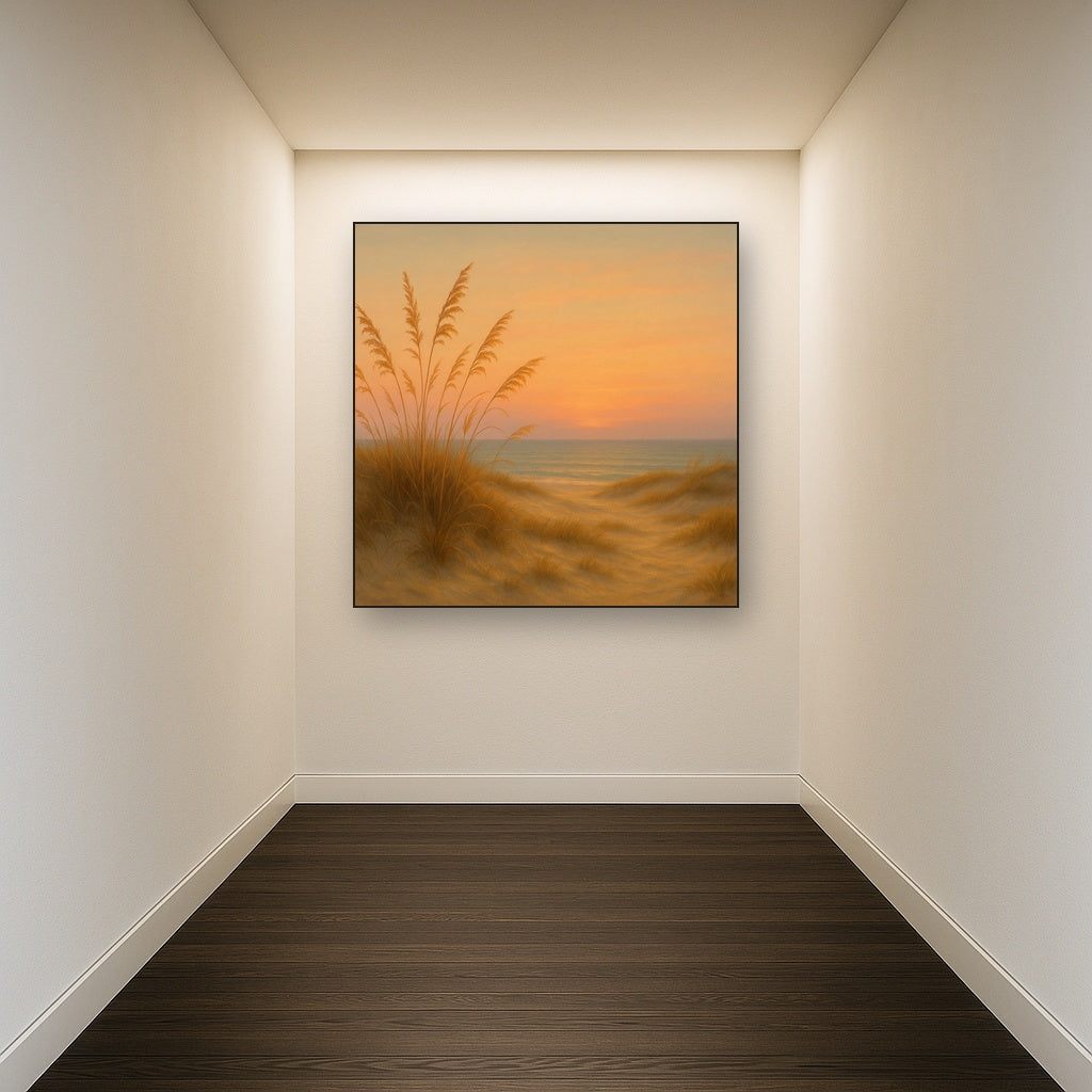 Sea Oats on Rolling Coastal Dunes at Sunset No. 18 Oil Painting - View 5